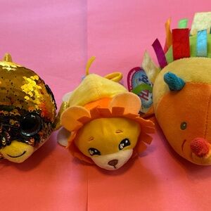 Sparkling Gold Fish, Yellow Lion, and Multicolored Hedgehog Set